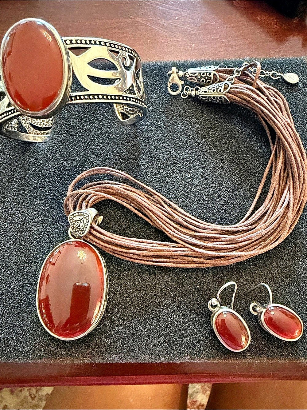 Studio Barse Agate Jewelry Set in Brown & Silver Like New